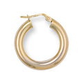 9ct Yellow Gold 24mm Round Tube Hoop Earrings