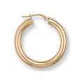 9ct Yellow Gold 28mm Round Tube Hoop Earrings
