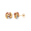 9ct White Yellow & Red Gold 11mm Knot Studs