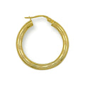 9ct Yellow Gold 25mm Frosted Tube Hoop Earrings