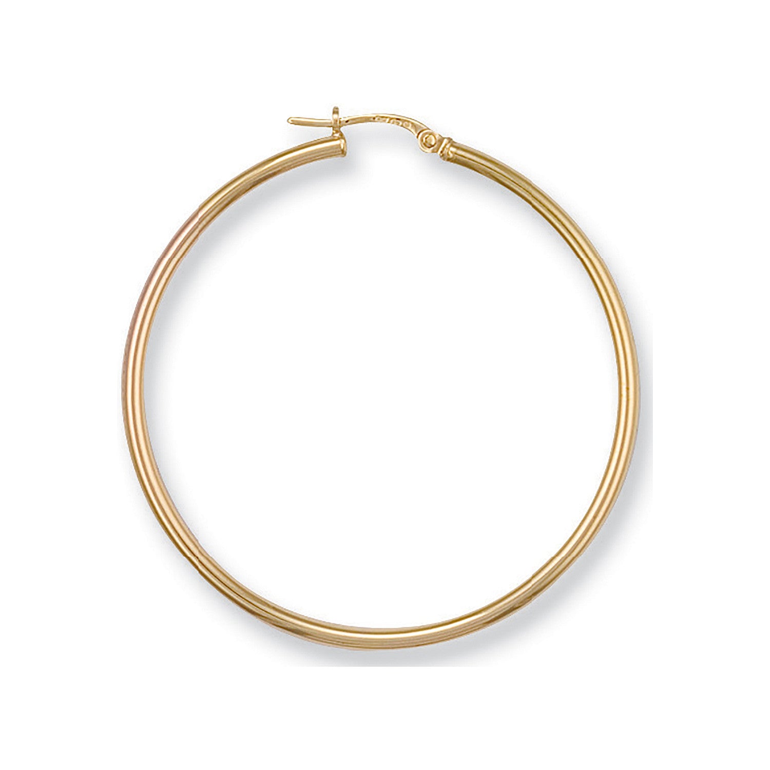 9ct Yellow Gold 40mm Round Tube Hoop Earrings