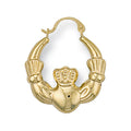 9ct Yellow Gold Claddagh Creoles