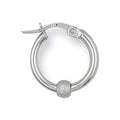 9ct White Gold 17mm Glitter Ball Hoop Earrings