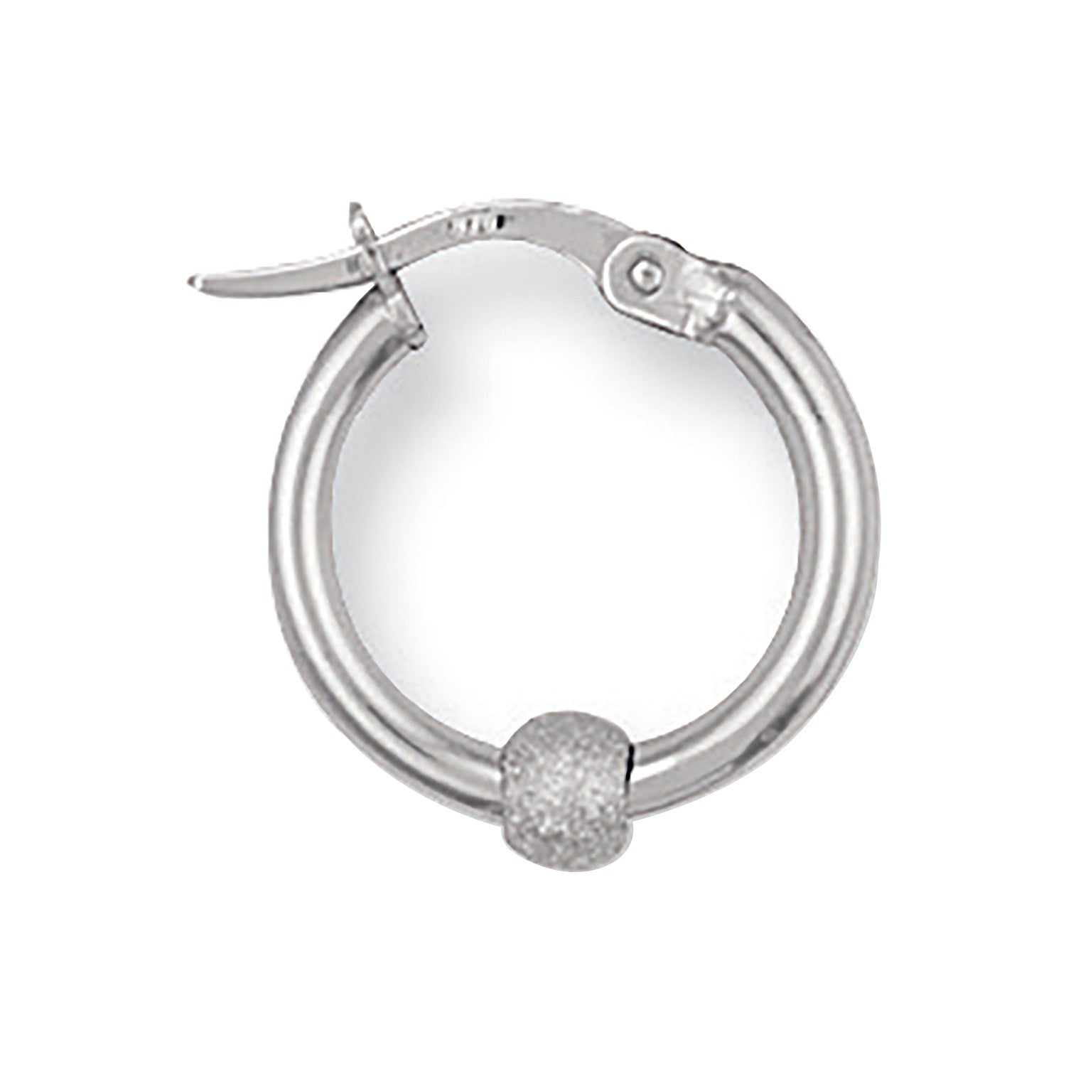 9ct White Gold 17mm Glitter Ball Hoop Earrings