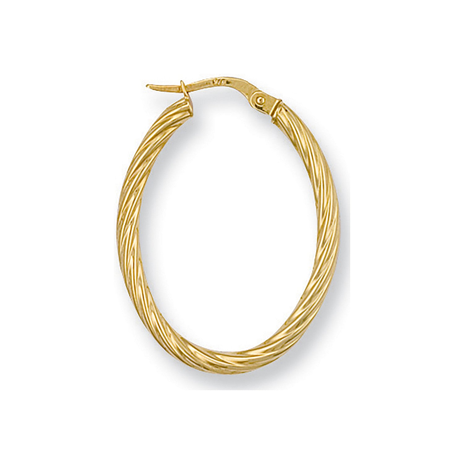 9ct Yellow Gold Twisted Oval Hoop Earrings