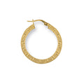 9ct Yellow Gold 26mm Frosted Greek Key Hoop Earrings