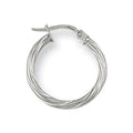 9ct White Gold 19mm Twisted Hoop Earrings