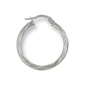 9ct White Gold 23mm Twisted Hoop Earrings