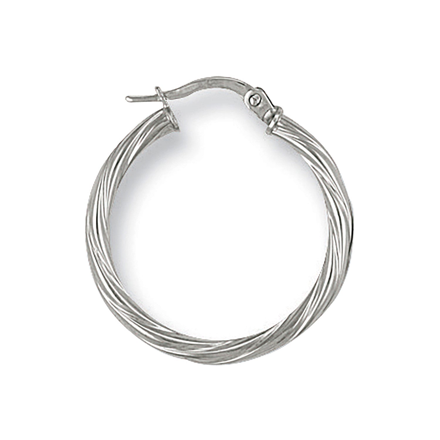 9ct White Gold 23mm Twisted Hoop Earrings