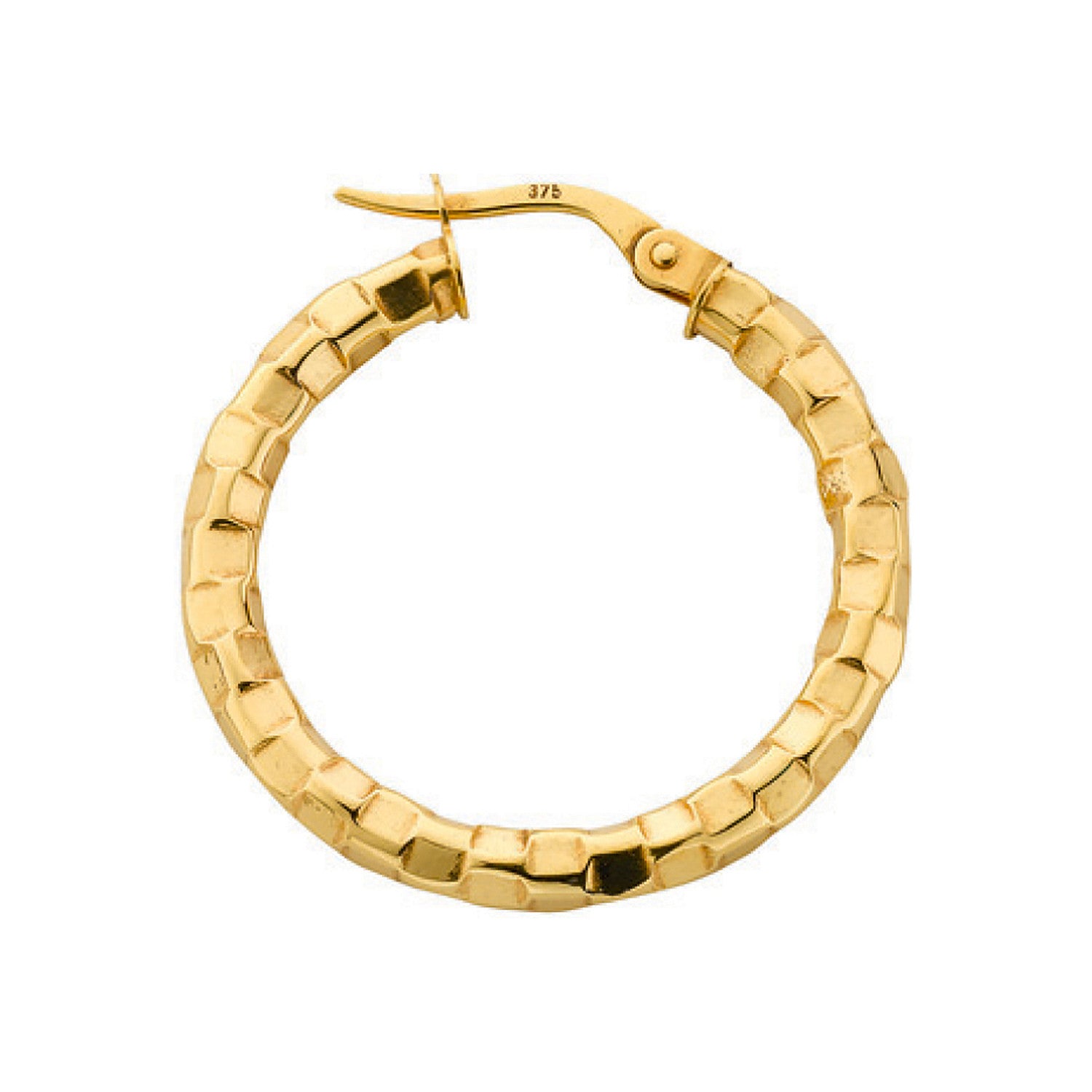 9ct Yellow Gold 25.8mm Fancy Hoop Earrings