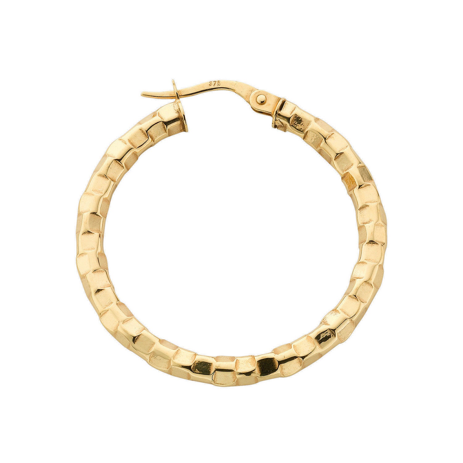 9ct Yellow Gold 31.2mm Fancy Hoop Earrings