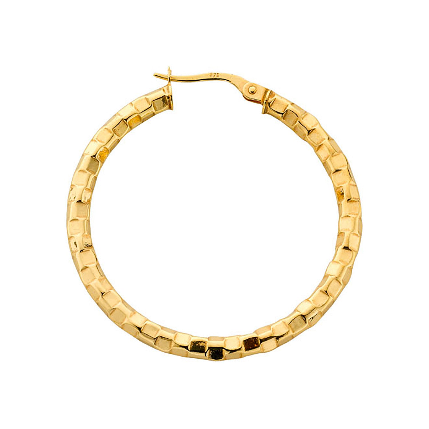 9ct Yellow Gold 36mm Fancy Hoop Earrings