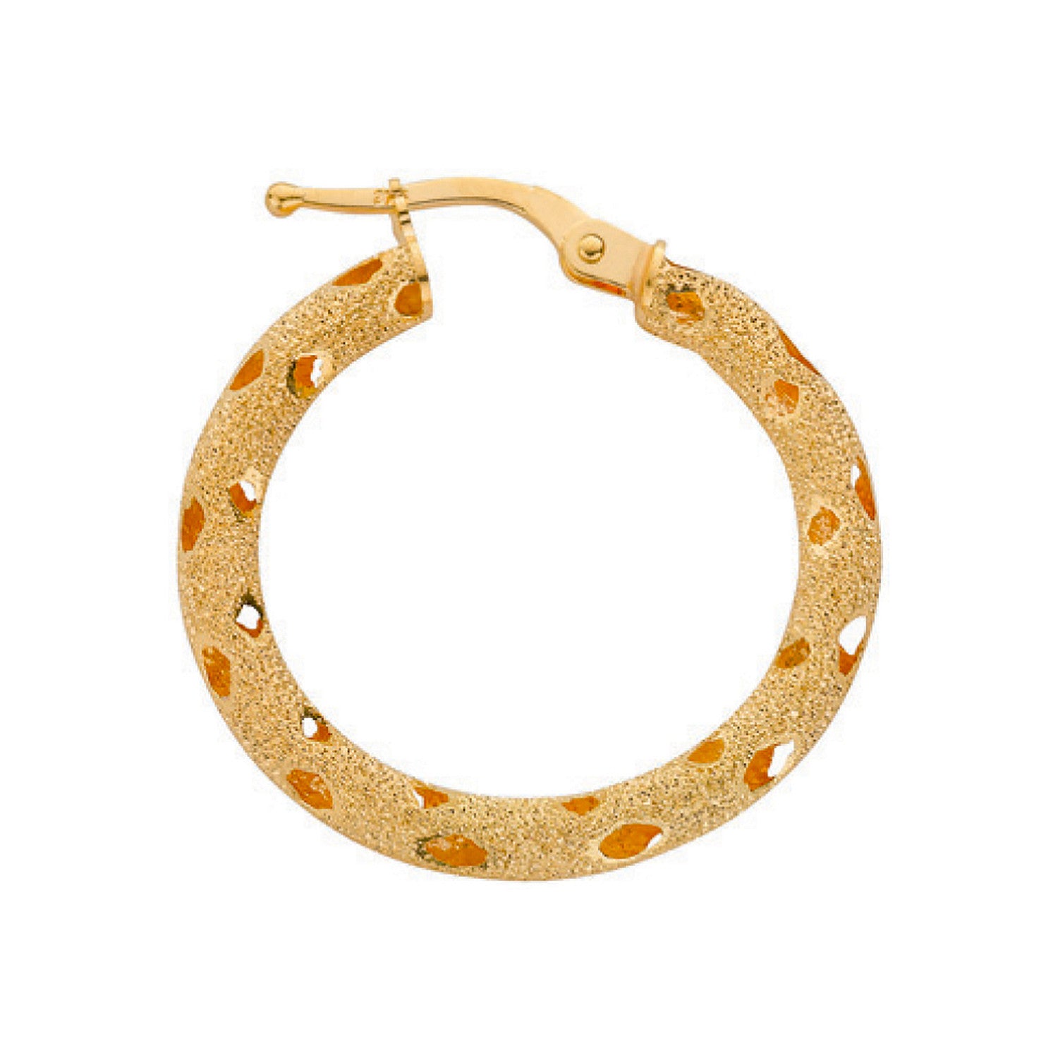 9ct Yellow Gold 24mm Frosted Hoop Earrings