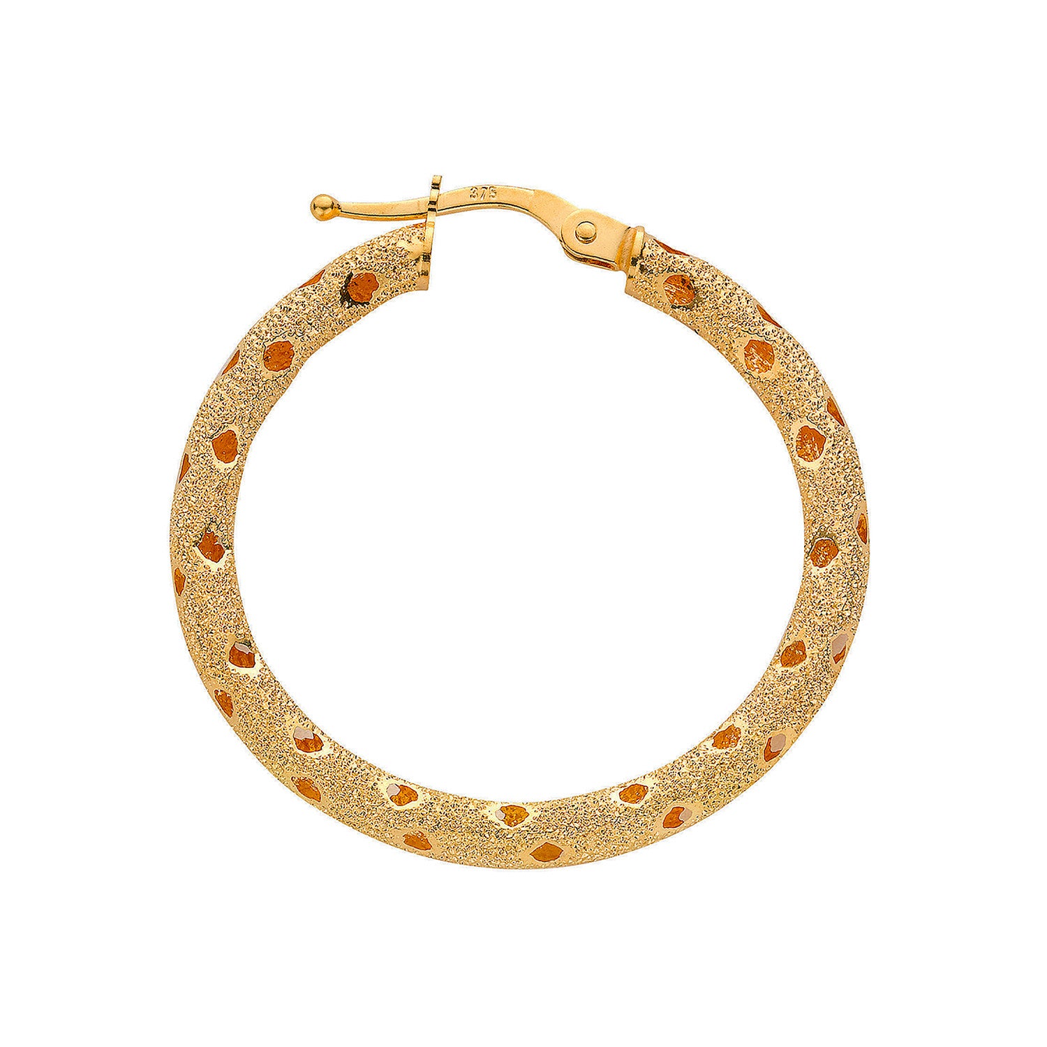 9ct Yellow Gold 31mm Frosted Hoop Earrings