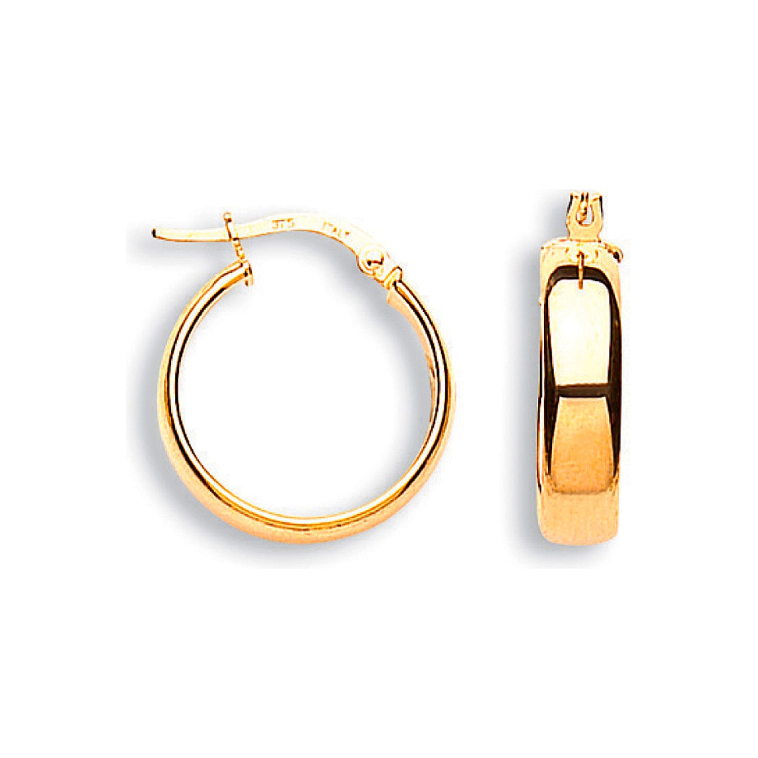 9ct Yellow Gold 18mm Tube Hoop Earrings