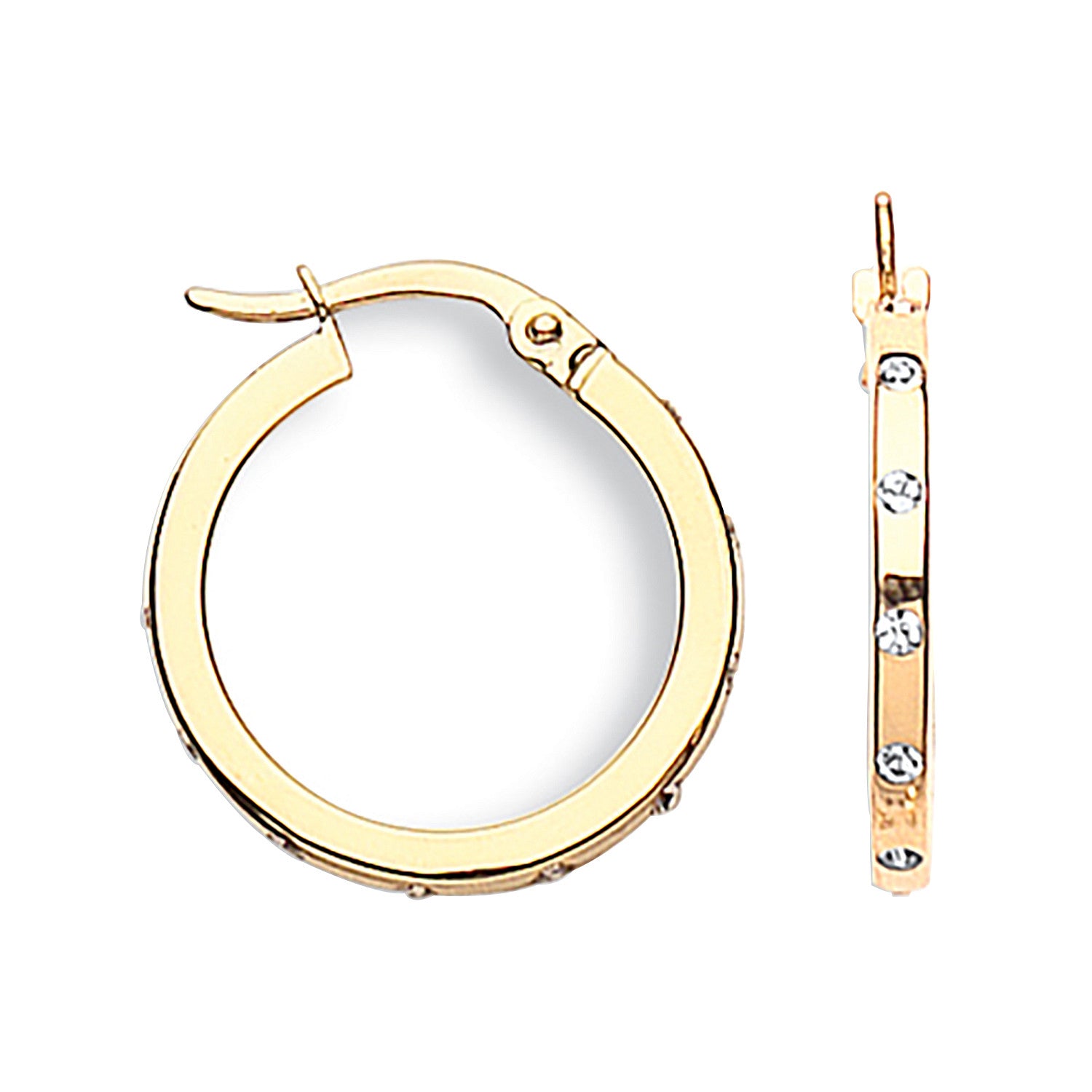 9ct Yellow Gold 20mm Cubic Zirconia Hoop Earrings