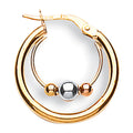 9ct Yellow White & Red Gold 20mm Fancy Hoop Earrings