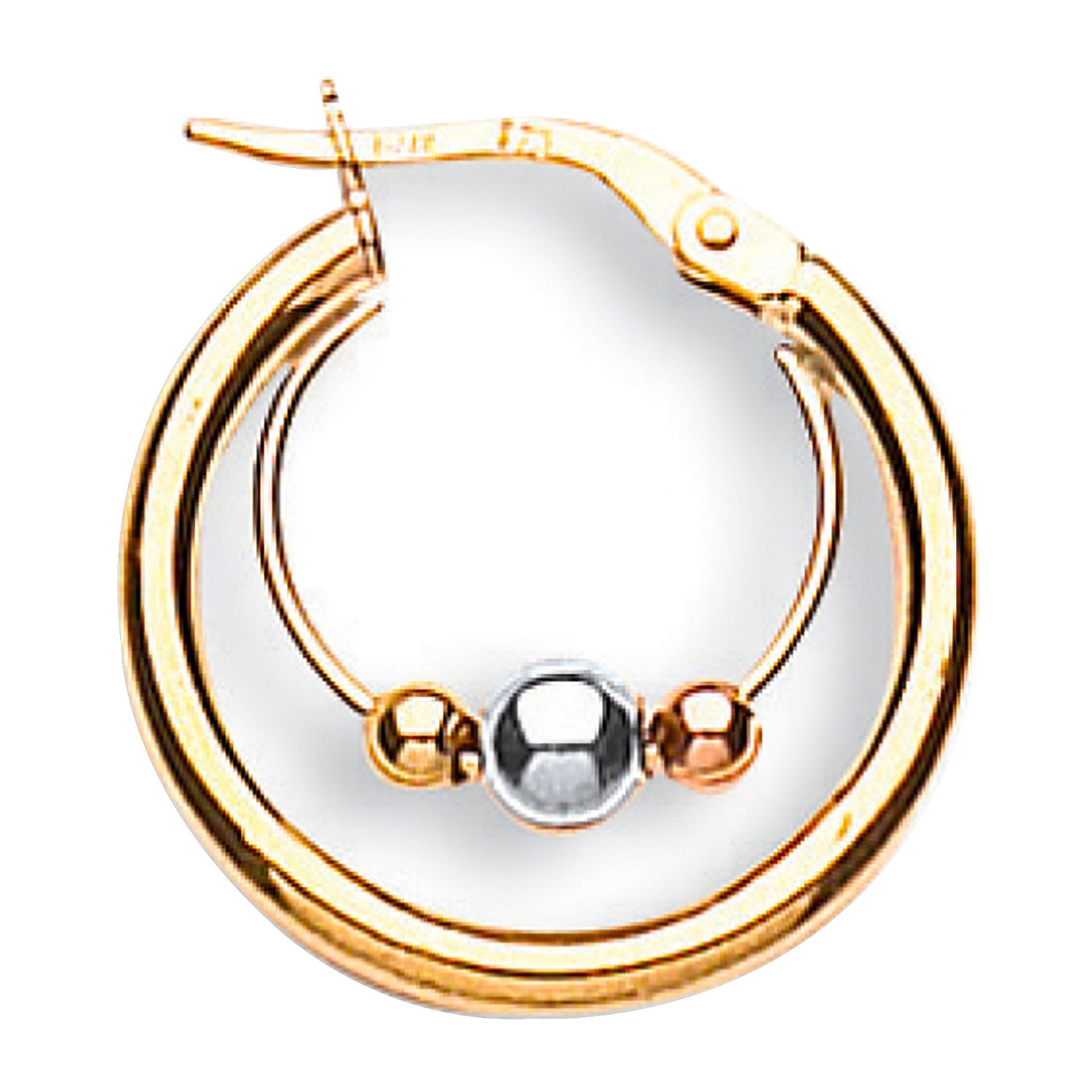 9ct Yellow White & Red Gold 20mm Fancy Hoop Earrings
