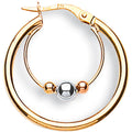 9ct Yellow White & Red Gold 25mm Fancy Hoop Earrings