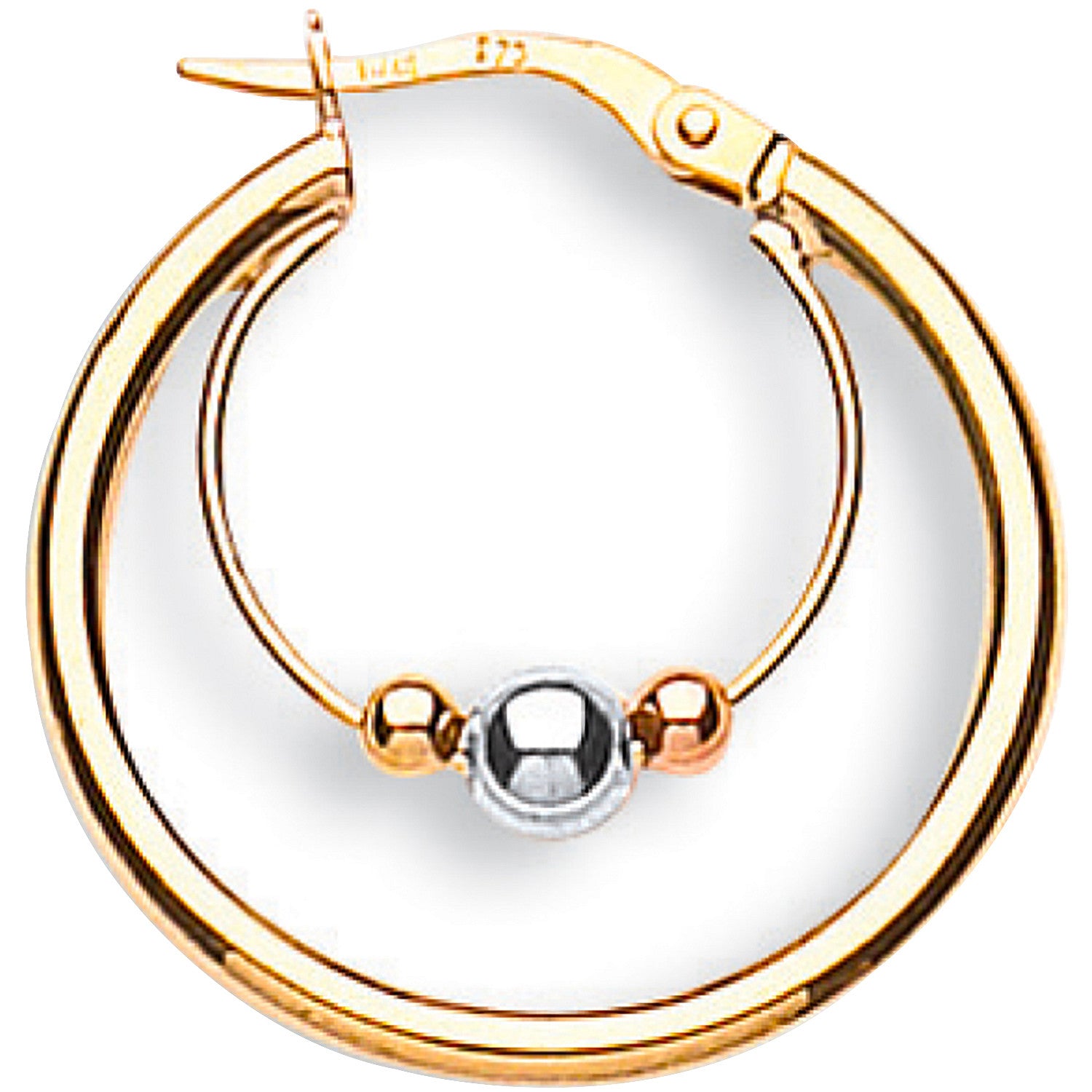 9ct Yellow White & Red Gold 25mm Fancy Hoop Earrings