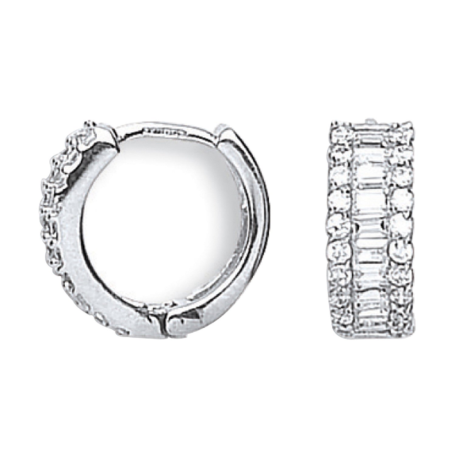 9ct White Gold 15mm Cubic Zirconia Huggies