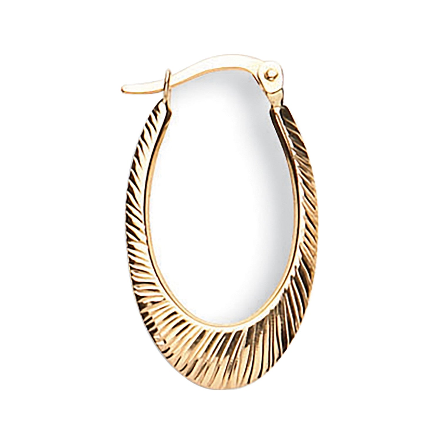 9ct Yellow Gold Oval Ribbed Hoop Earrings