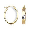 9ct Yellow White & Red Gold Diamond Cut Oval Creoles