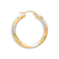 9ct Yellow White & Red Gold Diamond Cut 30mm Hoop Earrings