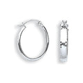 9ct White Gold Diamond Cut Oval Hoop Earrings