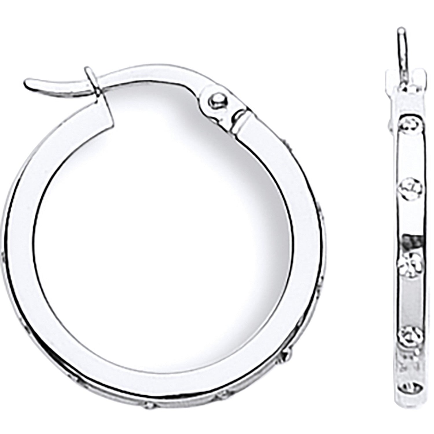 9ct White Gold Cubic Zirconia 19mm Hoop Earrings