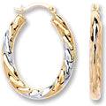 9ct Yellow, White & Red Gold Oval Twist Earrings