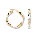 9ct White & Yellow Gold 28mm Twisted Hoop Earrings