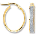 9ct Yellow Gold Glitter Oval Hoop Earrings