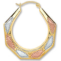 9ct Yellow, White & Rose 28mm Gold Hoop Earrings