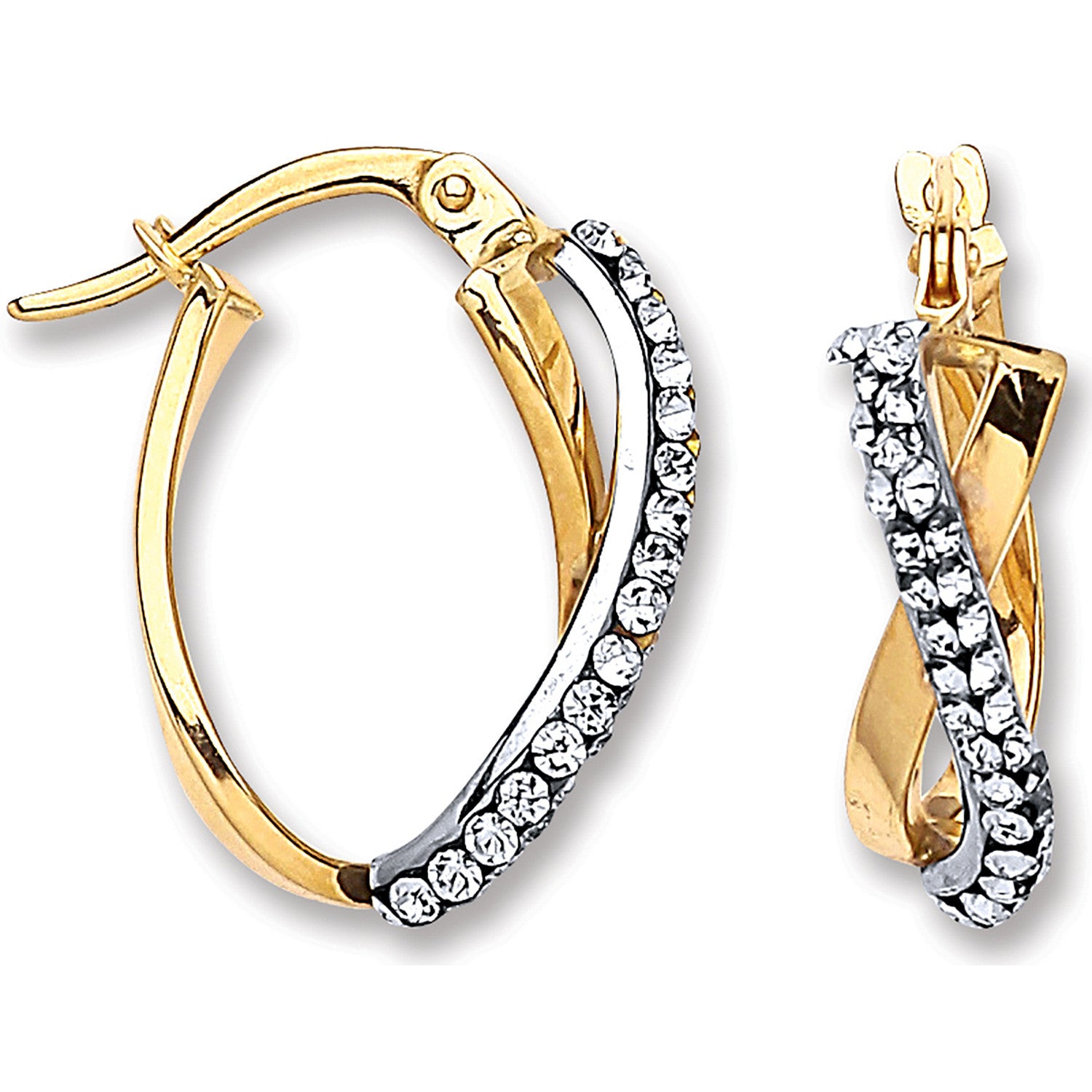 9ct Yellow Gold Oval Crystal Kiss Hoop