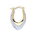 9ct White & Yellow Gold Oval Ribbed Hoop Earrings