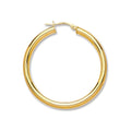 9ct Yellow Gold 36mm Plain Tube Hoop Earrings