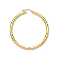 9ct Yellow Gold 46mm Plain Tube Hoop Earrings