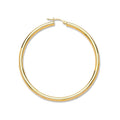 9ct Yellow Gold 55mm Plain Tube Hoop Earrings