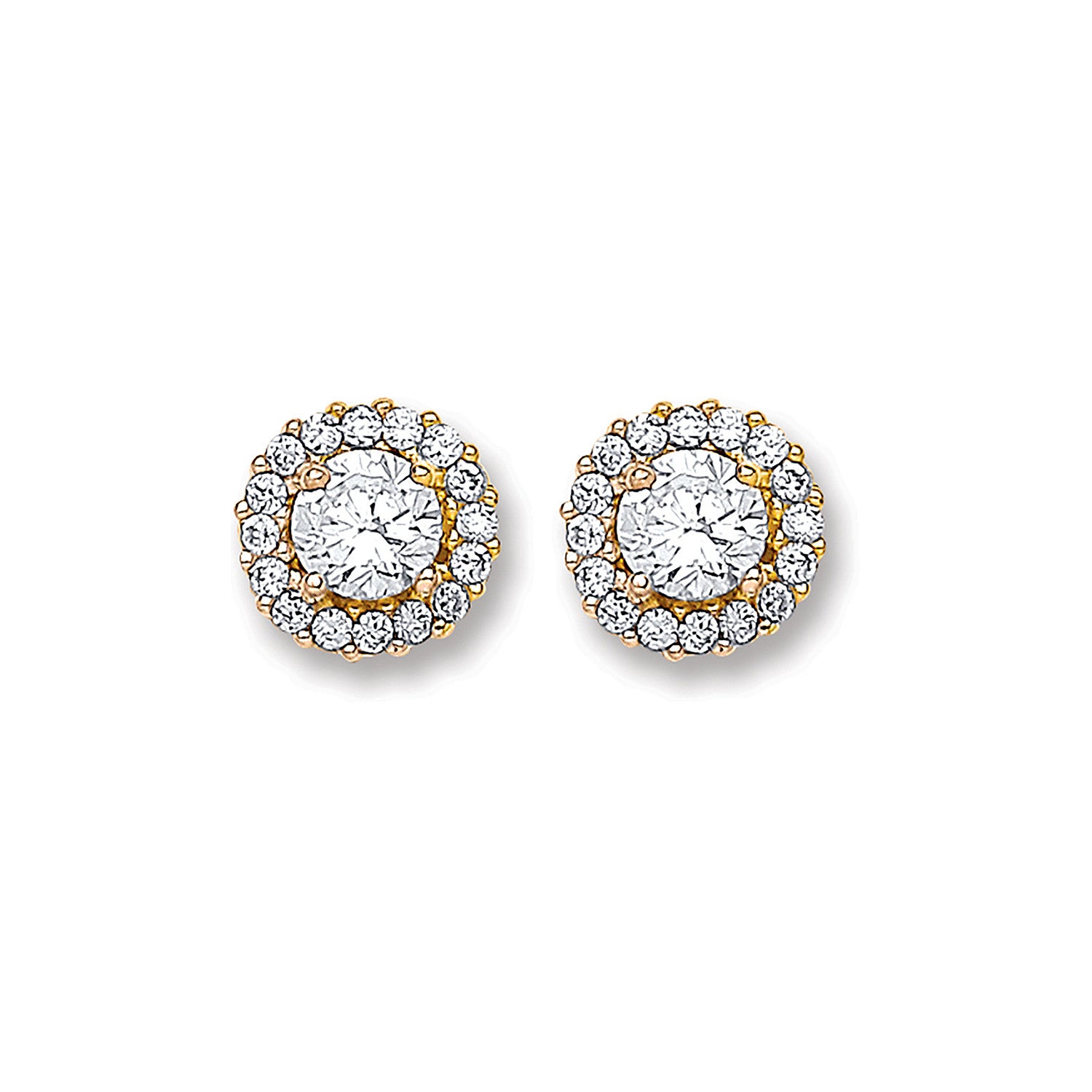 9ct Yellow Gold Cubic Zirconia 7mm Cluster Stud