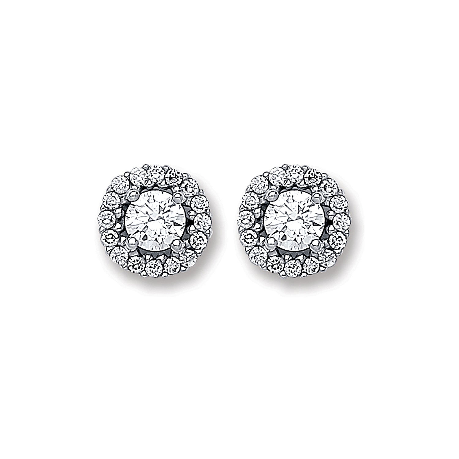 9ct White Gold Cubic Zirconia 7mm Cluster Stud