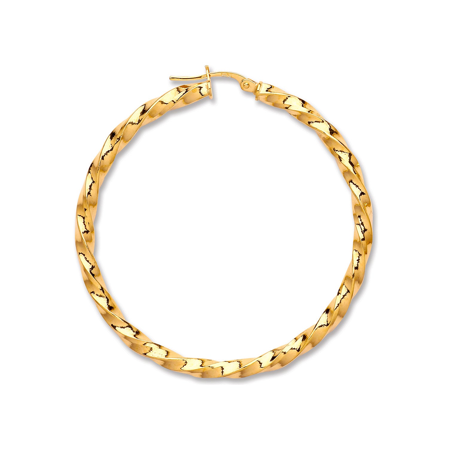9ct Yellow Gold 46mm Twist Hoop