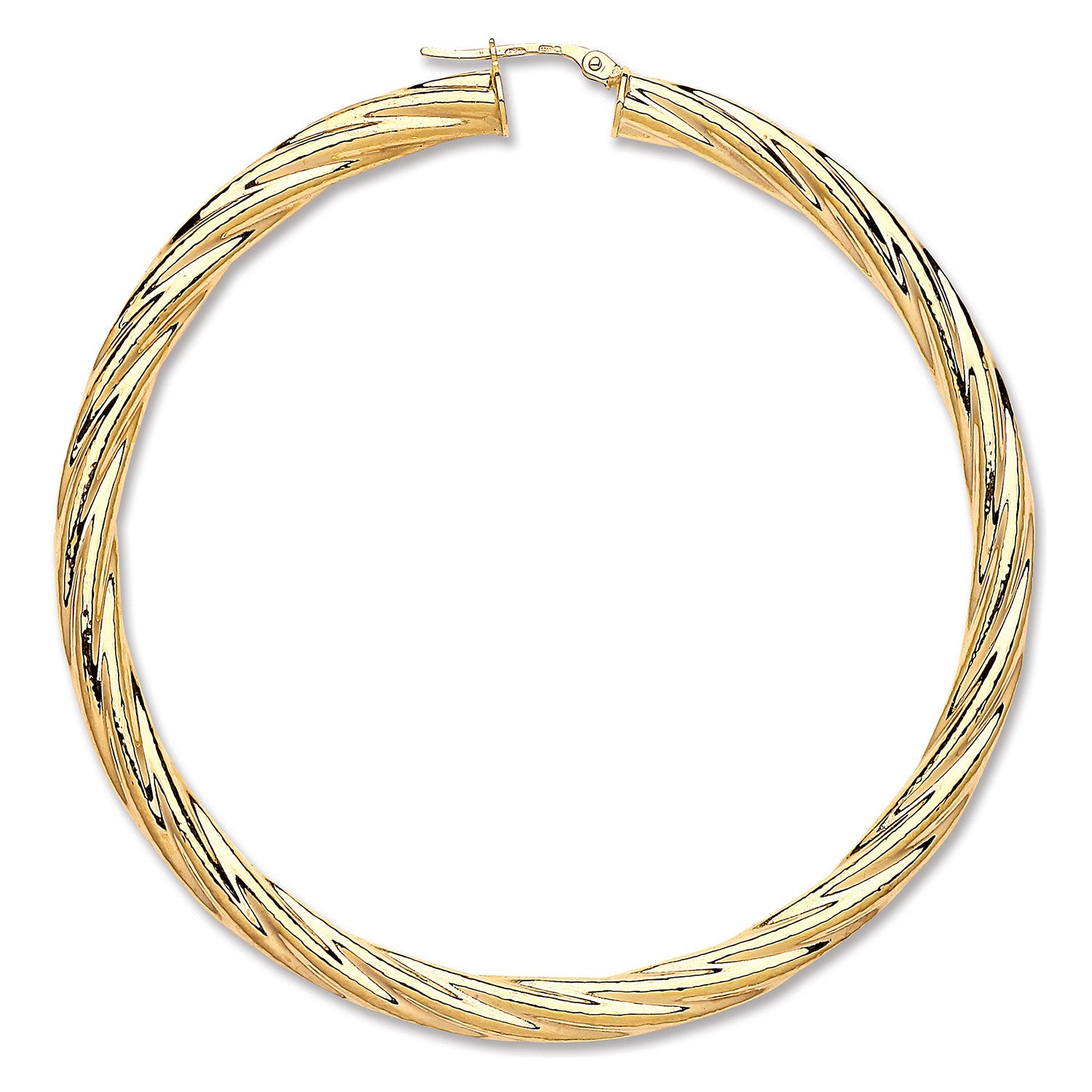9ct Yellow Gold Large 69mm Twist Hoop