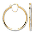 9ct Yellow Gold 40mm Round Crystal Hoop