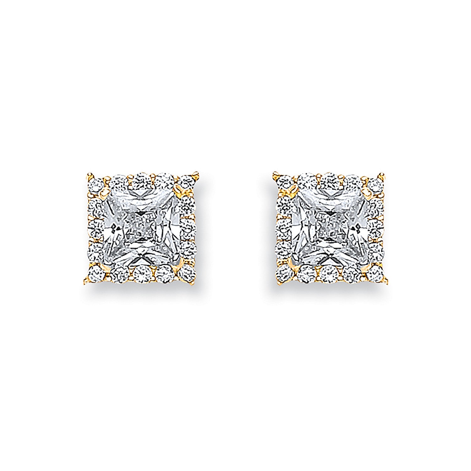 9ct Yellow Gold Princess Cut Cubic Zirconia Centre Stud