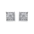 9ct White Gold Princess Cut Cubic Zirconia Centre Stud