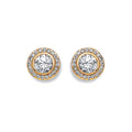 9ct Yellow Gold 9mm Halo Cubic Zirconia Stud