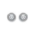 9ct White Gold 9mm Halo Cubic Zirconia Stud