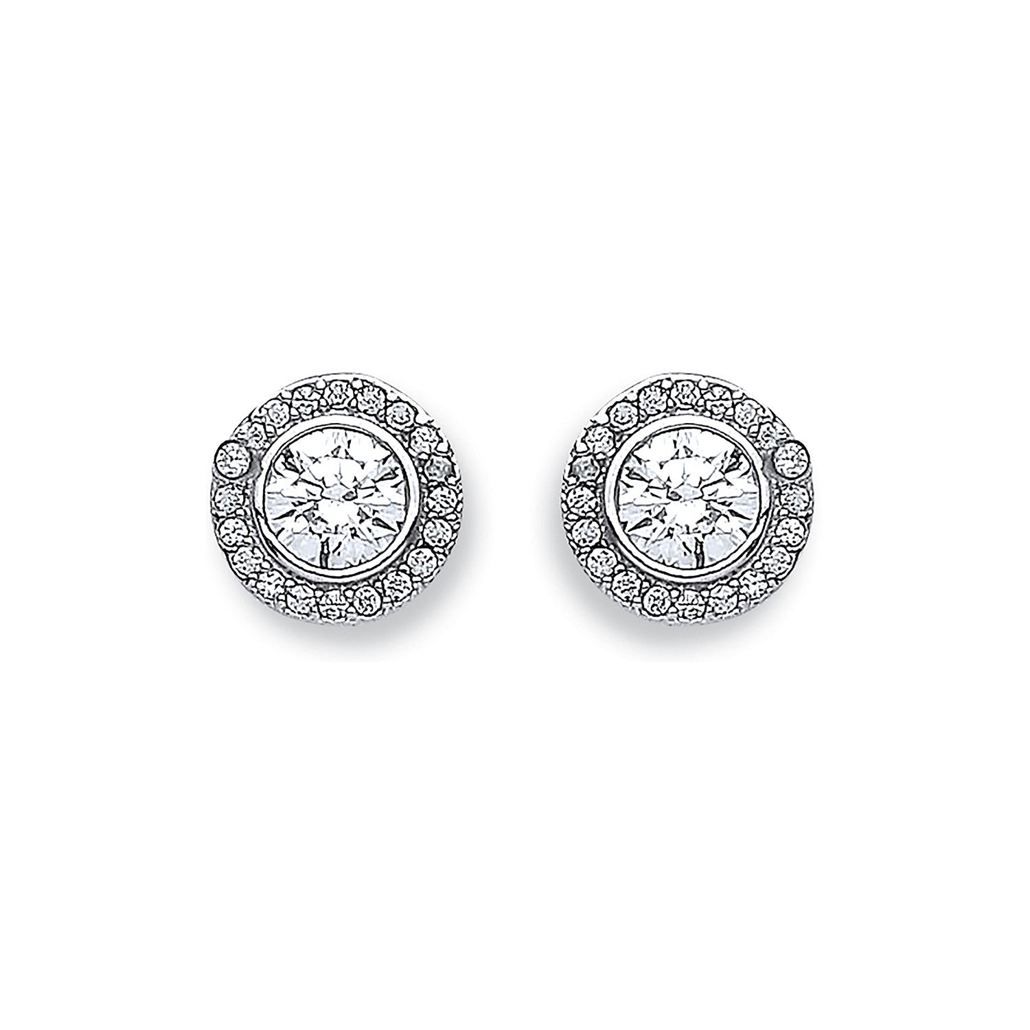 9ct White Gold 9mm Halo Cubic Zirconia Stud