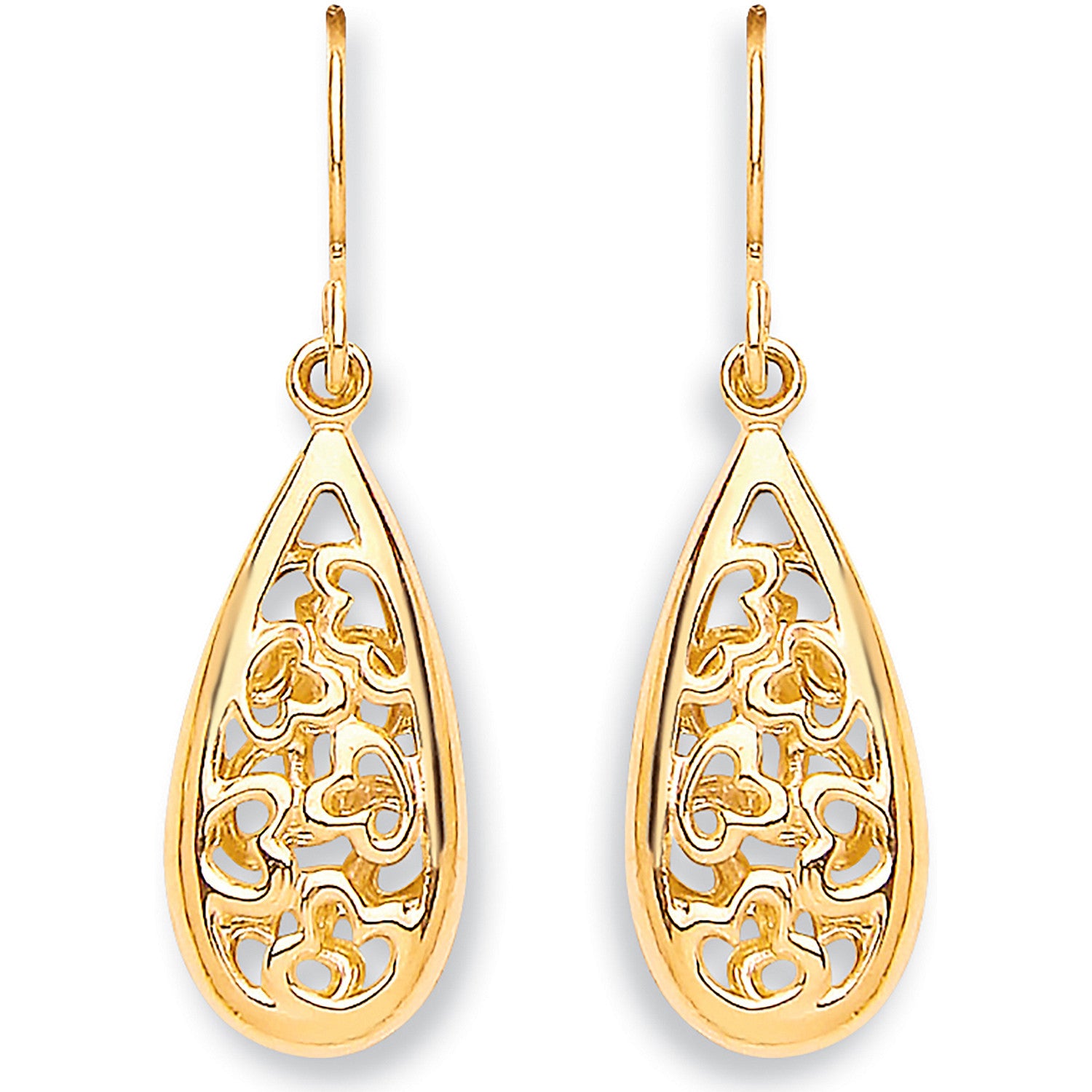 9ct Yellow Gold Hook Oval Drop Earrings
